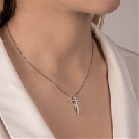 Pendente Mirco Visconti Donna Girocollo croce in Oro bianco Diamante 0.11 Ct AZ75/20 - AZ75/20